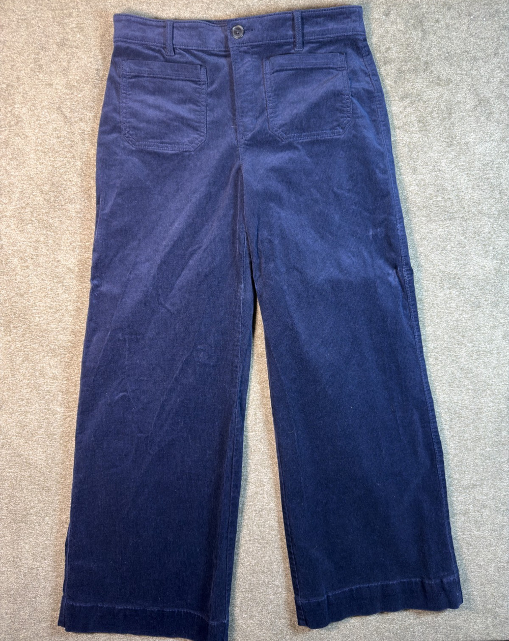 Loft Palmer Wide Leg Womens Size 6 Navy Blue Corduroy Patch Pocket Pants Slacks